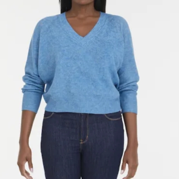 Madewell Sweaters - Madewell 2023 Ginny V Neck Alpaca Blend Sweater Blue Heather Oasis Size Small